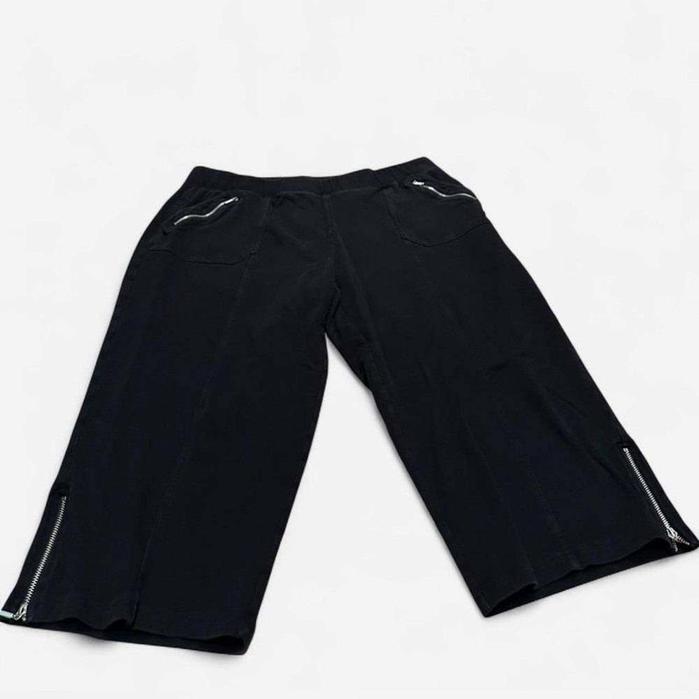 Black Wide-Leg Pants with Zipper Details